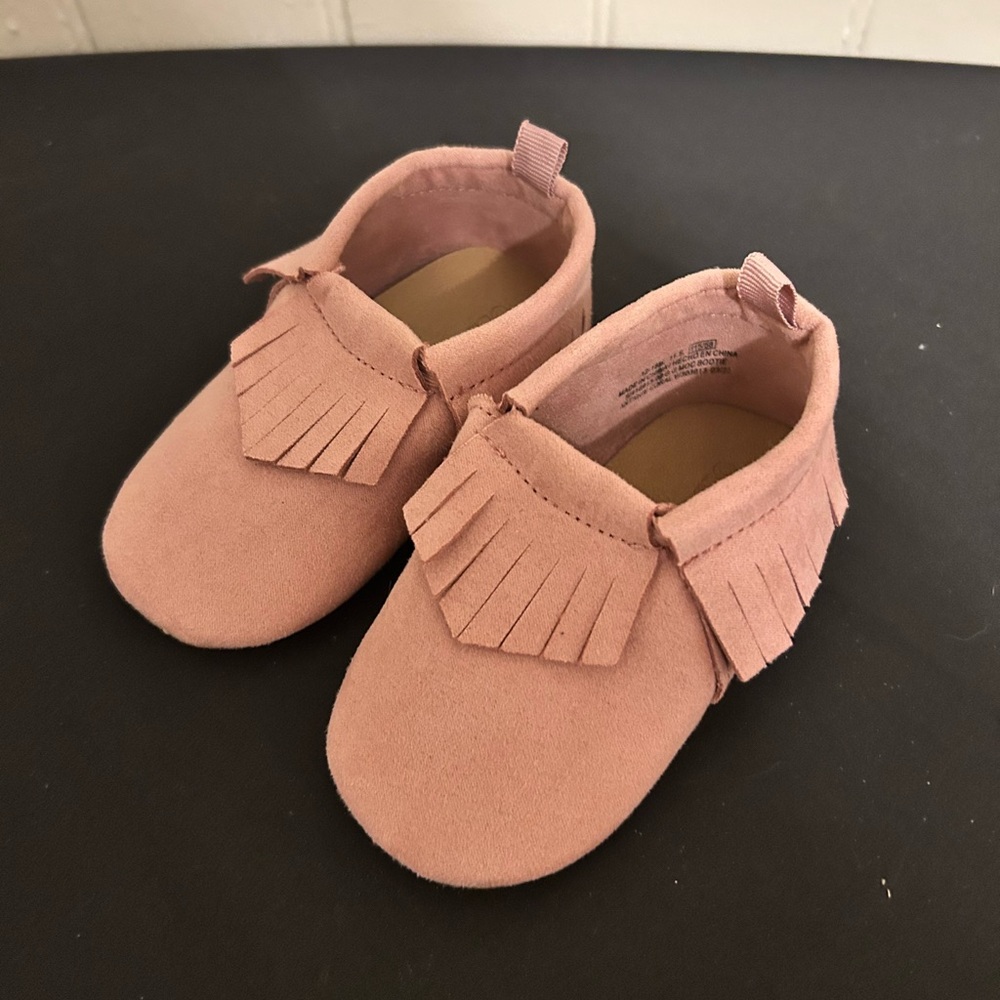 New Old Navy Baby Moccasins/Antique Coral- Pink/12-18 Months/Size 11.5 Toddler